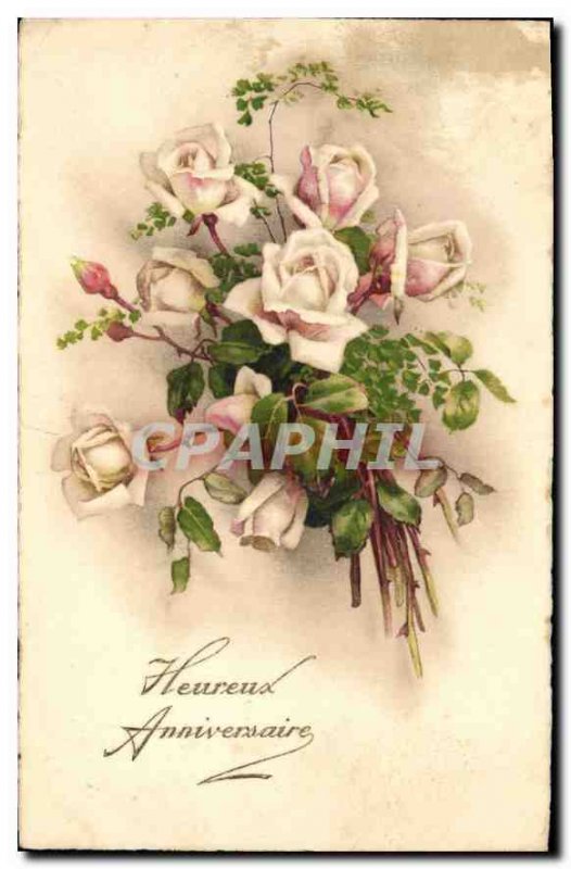 Old Postcard Happy Birthday Flowers