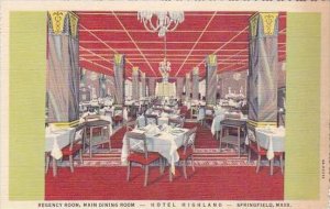 Massachusetts Springfield Hotel Highland Eregency Room Main Dining Room