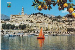 BF15101 menton le port et la vieille ville  france front/back image