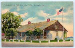 Postcard MS Pascagoula The Old Spanish Fort Dela Point Fort Vintage Linen #2 L13