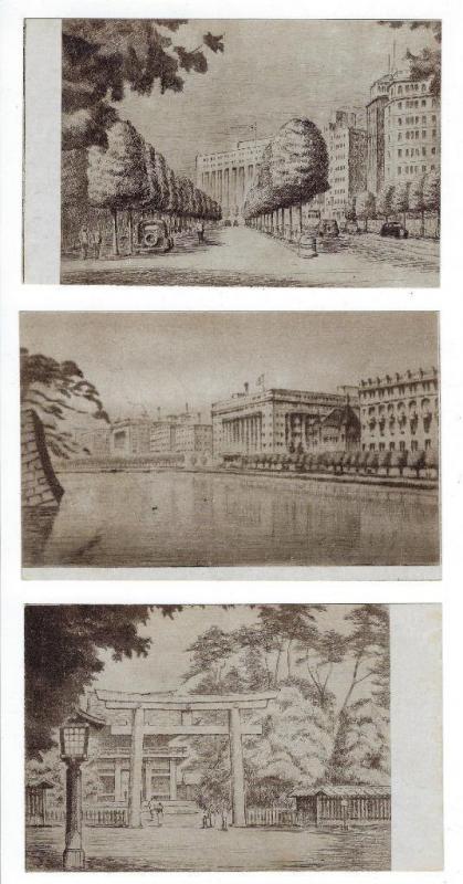 3 Vintage Japan Picture Postcards (#H28)