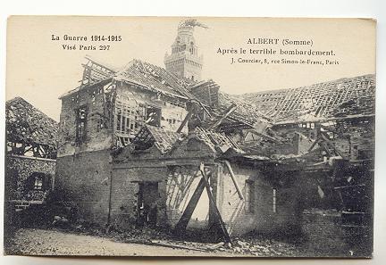 B&W 1914-15 Ruins Houses, Albert France