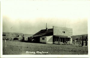 RPPC General Store Gas Station Post Office Birney Montana Real Photo Postcard