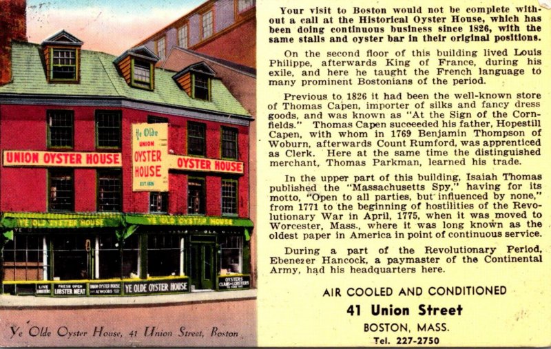 Massachsetts Boston Ye Olde Union Oyster House 1979