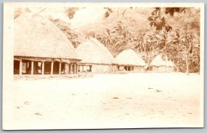 1920s RPPC Real Photo Postcard South Seas Tropical Scene Huts
