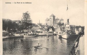 Navigation & sailing themed old postcard Annecy harbor and castle cruise ship