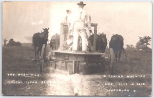 Vintage Lynchburg OH West Tile Ditching Machine RPPC Real Photo Postcard