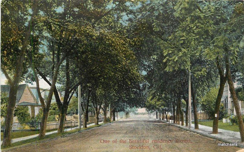 C-1910 Residence Street Stockton California Gage Rieder postcard 11542