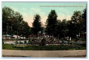 c1950's The Fountain At Savin Rock Park Pond New Haven Connecticut CT Postcard