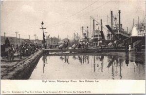 USA High Water Mississippi River New Orleans Louisiana Vintage Postcard 09.38 