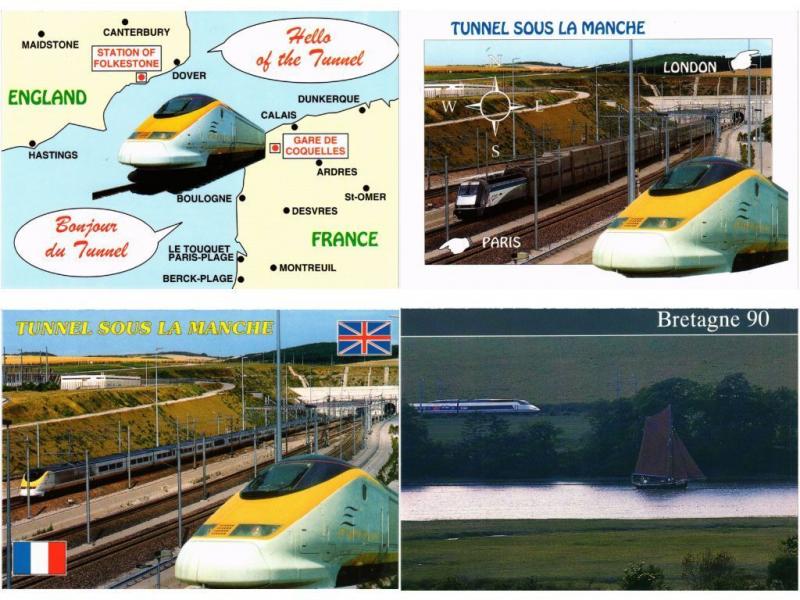 TGV TRAIN TRANSPORT RAILWAY CHEMIN DE FER  FRANCE 90 CPM