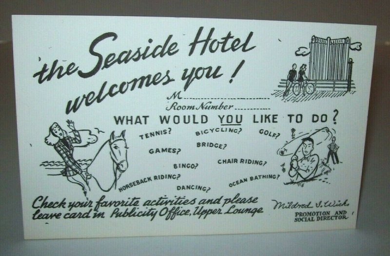 Seaside Hotel Atlantic City Postcard Trade Card New Old Stock Unused Vintage