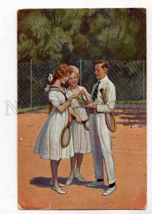 264757 Young Girl TENNIS by BORRMEISTER Vintage postcard