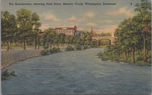 PostcardThe Brandywine Showing Park Drive Historic Creek Wilmington Delaware DE