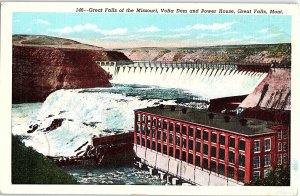 Postcard DAM SCENE Great Falls Montana MT AI2199