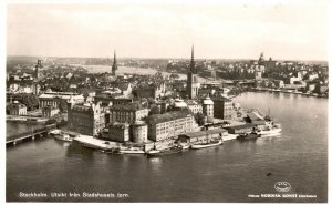 Vintage Postcard 1920's Stockholm Utsikt Fran Stadshusets Torn Sweden