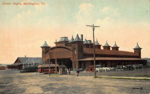 Burlington VT Union Train Station Railroad Depot Postcard