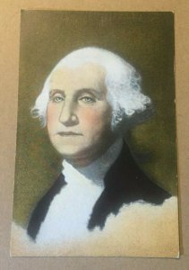 LINEN POSTCARD UNUSED GEORGE WASHINGTON BY GILBERT STUART