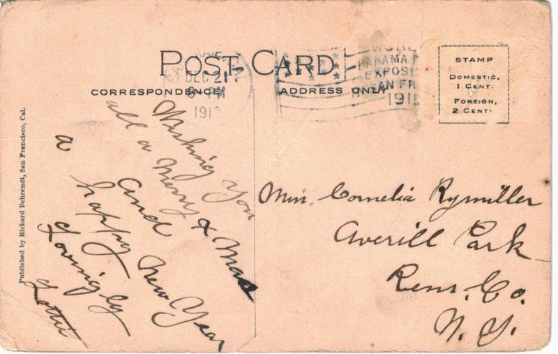 San Jose Merry Christmas Hand Colored 1910  CA