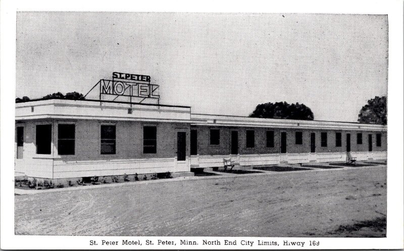 St Peter Hotel Building St Peter Minnesota Hiway 169 Streetview BW Postcard 