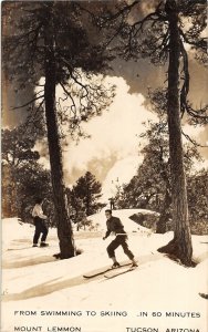 H63/ Tuscon Arizona RPPC Postcard c1950s Mount Lemmon Swim to Ski 97