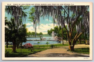 Spring Garden Lake, Ponce De Leon Springs, Florida, Vintage Linen Postcard