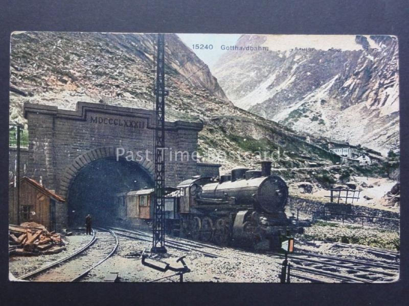 Switzerland: Gotthardbahn - Steam Train Exits Tunnel - Old Postcard