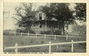 Vintage Postcard; Residence of Commanding Officer, Camp Grant IL Rockford, Army