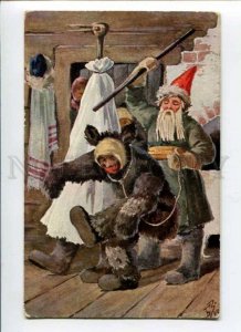 288915 RUSSIA BZ Zvorykin Zvorikin Heppy NEW YEAR SANTA Vintage Granberg RPPC