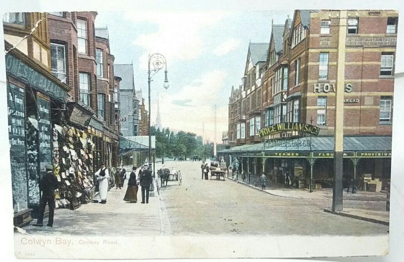 Conway Road Colwyn Bay Highly Detailed Animated Vintage Postcard Early 1900s