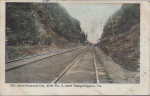 Postcard Railroad Gulf Summit Cut Erie No 2 Near Susquehanna PA 1907