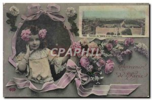 Old Postcard Fun Children Paris Panorama of the Tuileries and the Champs Elysees