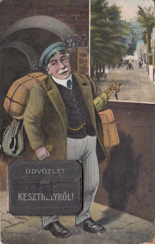 MB Hungary Keszthely greetings vintage pc tourist suitcase leporello fold out