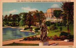 Ohio Cleveland Sun Dial At Fine Arts Gardens Showing Severance Hall Curteich