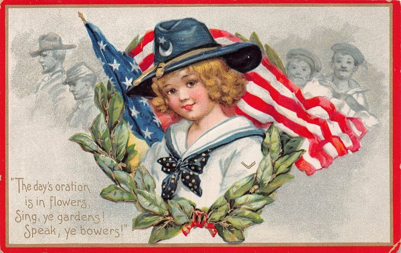 J83/ Patriotic Postcard c1910 South Confederate Soldier Girl Civil War 230