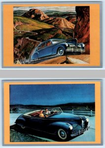 2 Postcards 1941 LINCOLN Retro Car Advertising 4x6 TOURING AMERICA 1990