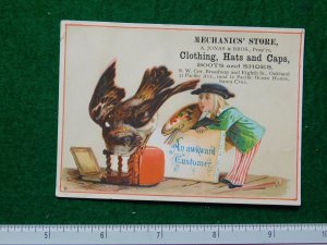 1870s-80s A Jonas Bros Clothing Hats & Caps Boy & Bird Victorian Trade Card F29