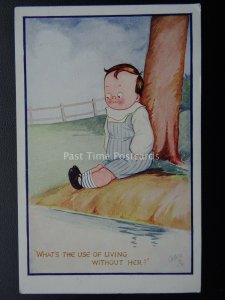 ALL FOR HER Whats The Use of Living Without Her c1915 Postcard Raphael Tuck 8639