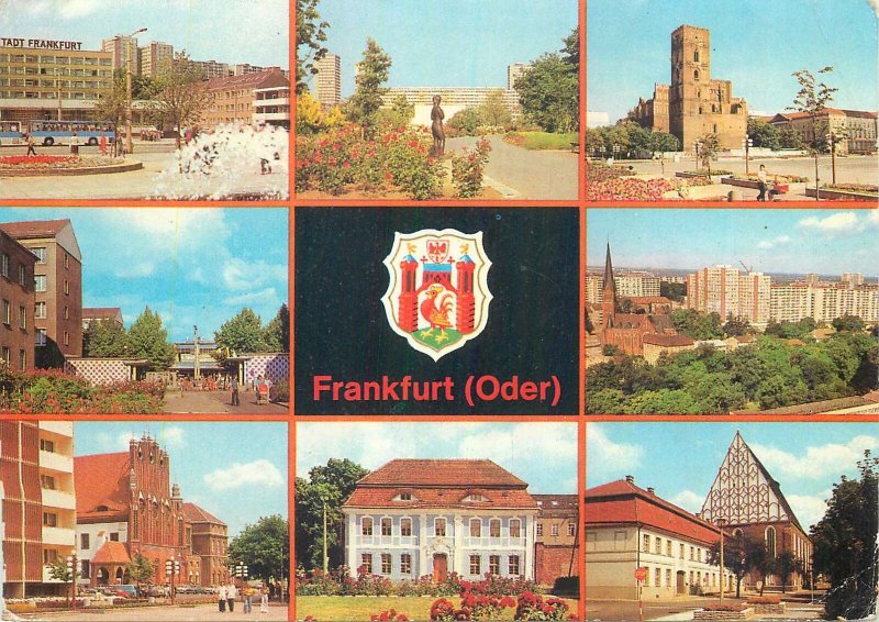 Postcard Germany Frankfurt multiview crest