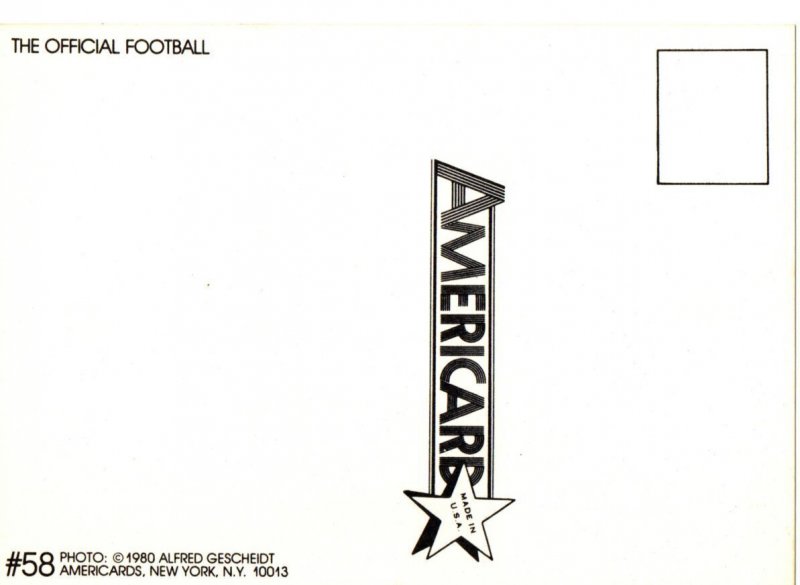 THE OFFICIAL FOOTBALL (Nipples) Postcard 1980 Alfred Gescheidt Americards N.Y.