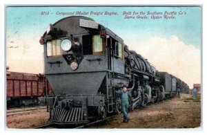 Southern Pacific Railroad STEAM ENGINE for SIERRAS ~ Ogden Route 1910s Postcard