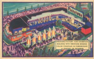 1933 Chicago Expo Firestone Tire Factory Donnelley Deeptone Postcard