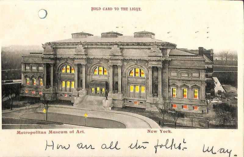 New York NY Metropolitan Museum of Art H-T-L Hold to Light Postcard