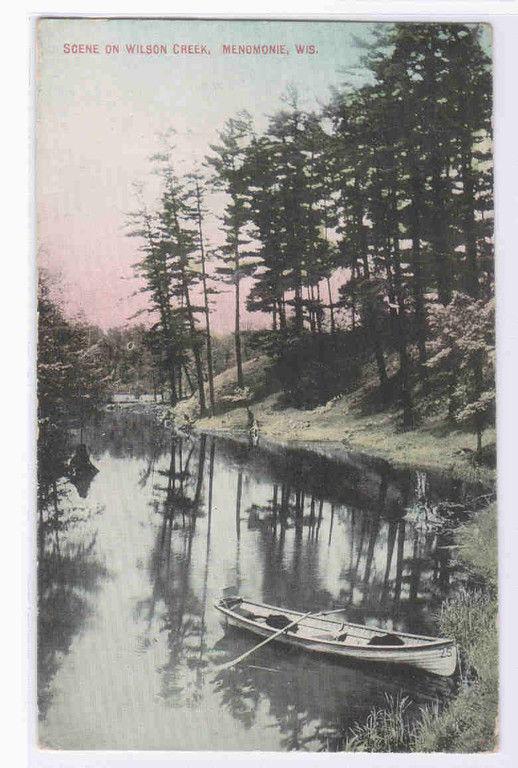 Boating Wilson Creek Menomonie Wisconsin 1912 postcard