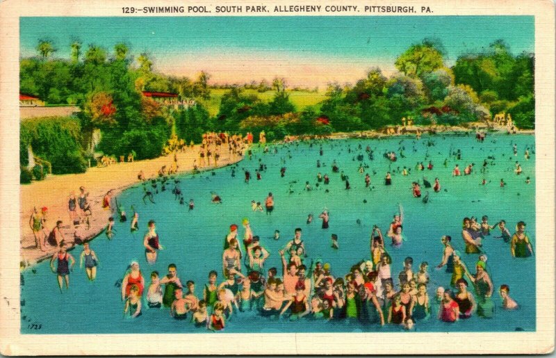 Postcard 1953 Linen postcard - Swimming Pool, South Park Pittsburgh, PA