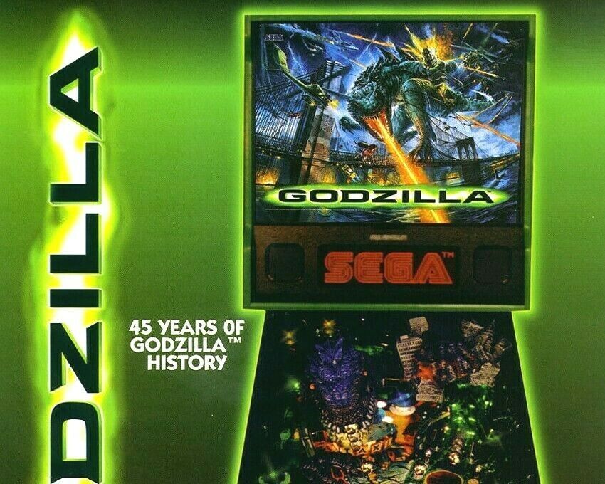 Godzilla Pinball Flyer Original NOS Artwork Game Monster Artwork Retro