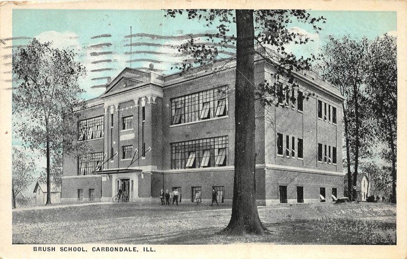 F47/ Carbondale Illinois Postcard 1925 Brush School Building