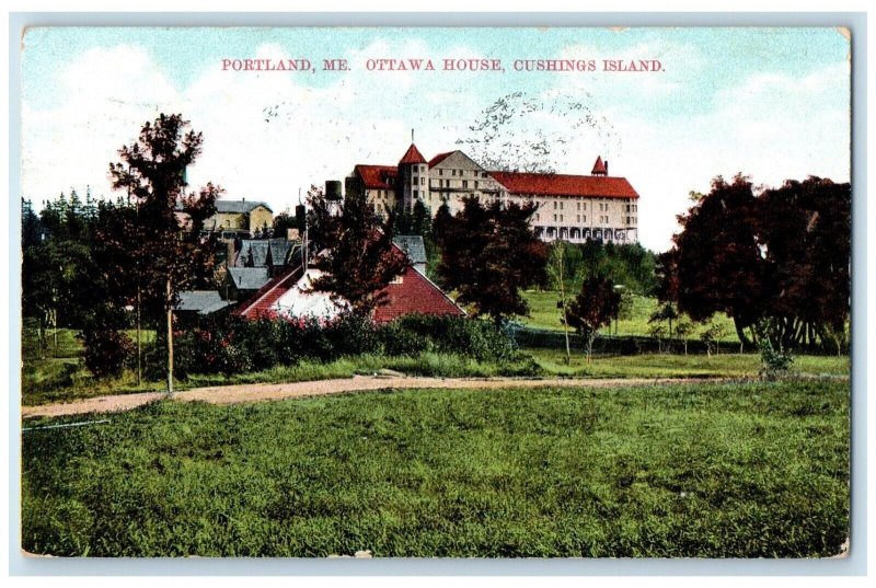 1910 Ottawa House Cushings Island Exterior Building Portland Maine ME Postcard