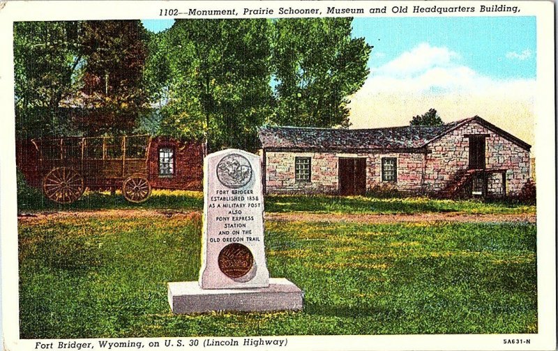 Fort Bridger Wyoming Monument Museum Vintage Postcard Standard View Card  