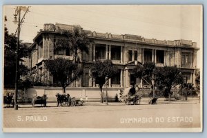 Sao Paulo Brazil Postcard State Gymnasium c1920's Unposted RPPC Photo
